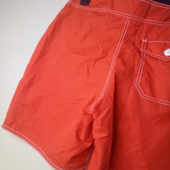 Old Navy Swim Trunks Men M Hook & Loop Closure Button Pocket Coral Orange - Picture 13 of 13